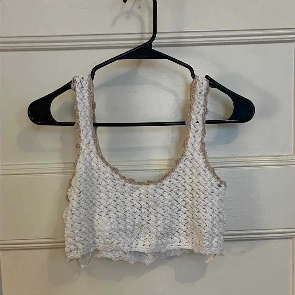 RVCA white crochet crop top / cover up